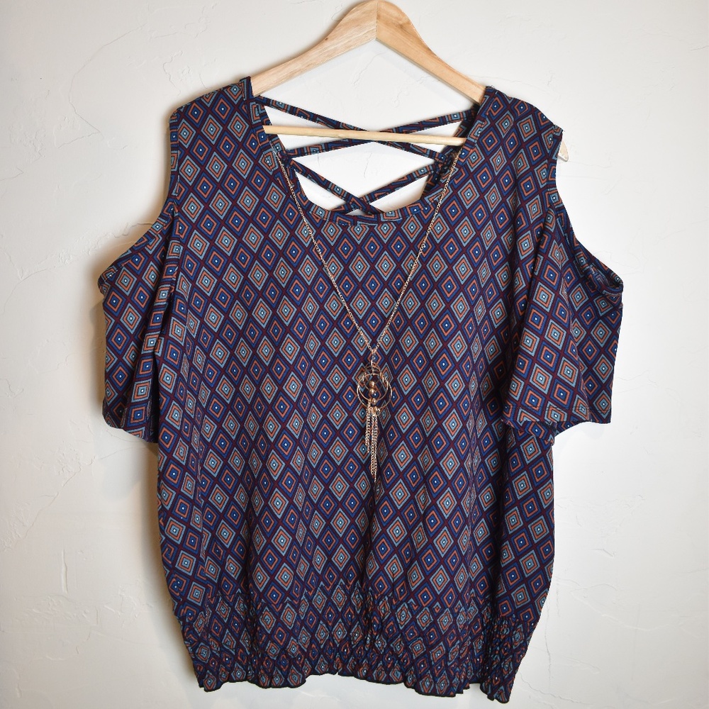 Goddess Open Shoulder Top | Garter hem